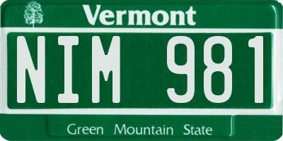 VT license plate NIM981