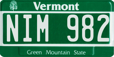 VT license plate NIM982