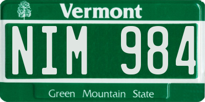 VT license plate NIM984