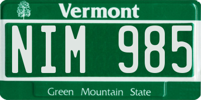 VT license plate NIM985