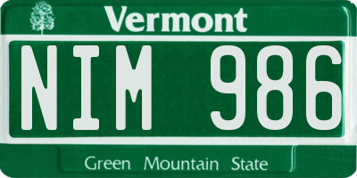 VT license plate NIM986
