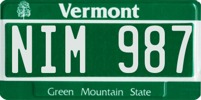 VT license plate NIM987