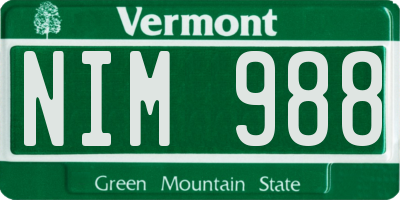 VT license plate NIM988
