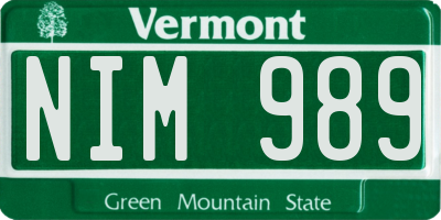 VT license plate NIM989