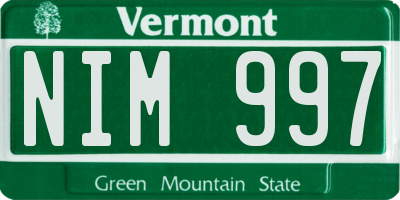 VT license plate NIM997