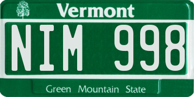 VT license plate NIM998