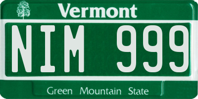 VT license plate NIM999