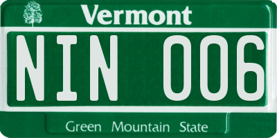 VT license plate NIN006