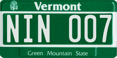 VT license plate NIN007