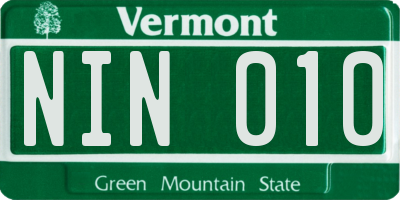 VT license plate NIN010