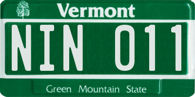 VT license plate NIN011