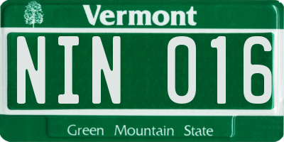 VT license plate NIN016