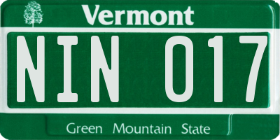 VT license plate NIN017