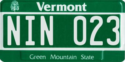 VT license plate NIN023