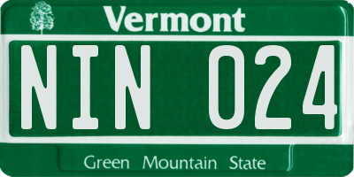 VT license plate NIN024