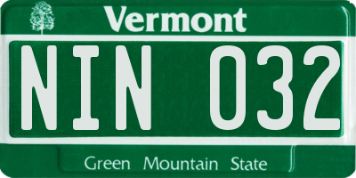 VT license plate NIN032