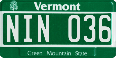VT license plate NIN036
