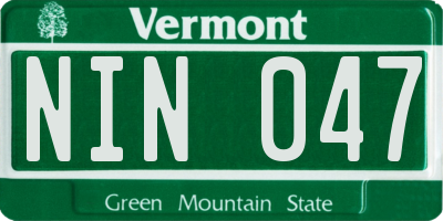 VT license plate NIN047