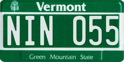 VT license plate NIN055