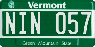VT license plate NIN057