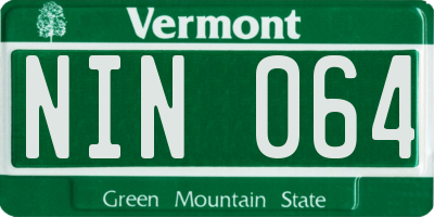 VT license plate NIN064