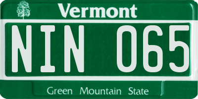 VT license plate NIN065