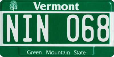 VT license plate NIN068