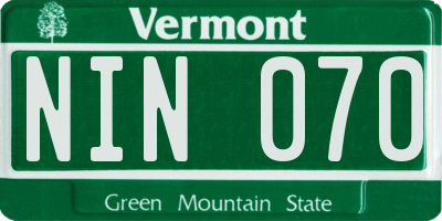 VT license plate NIN070