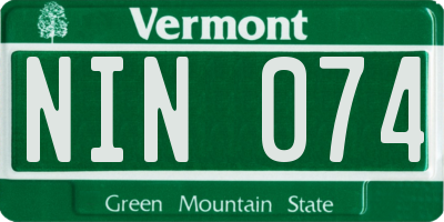 VT license plate NIN074