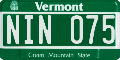 VT license plate NIN075