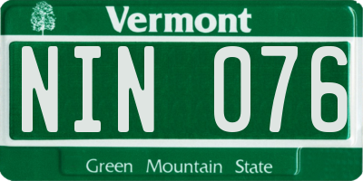 VT license plate NIN076