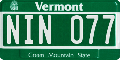 VT license plate NIN077