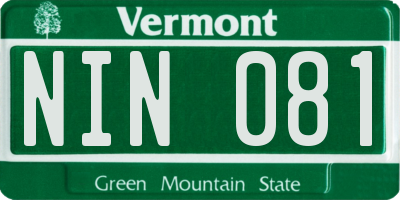 VT license plate NIN081
