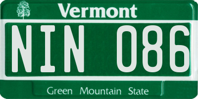VT license plate NIN086