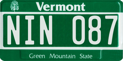 VT license plate NIN087
