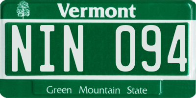 VT license plate NIN094