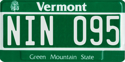 VT license plate NIN095