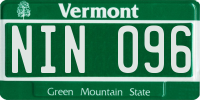 VT license plate NIN096