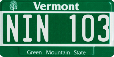 VT license plate NIN103