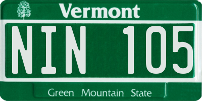 VT license plate NIN105