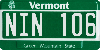 VT license plate NIN106