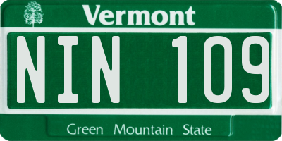 VT license plate NIN109