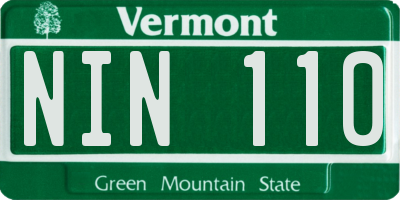 VT license plate NIN110