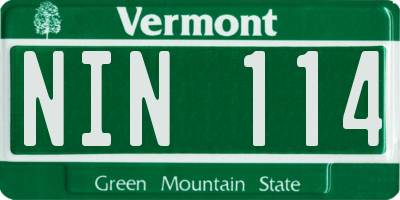 VT license plate NIN114