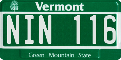 VT license plate NIN116