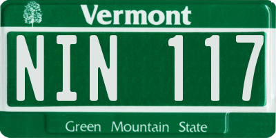 VT license plate NIN117
