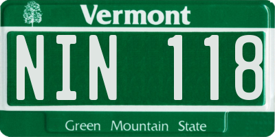 VT license plate NIN118