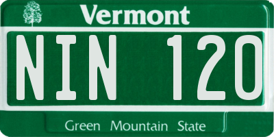 VT license plate NIN120