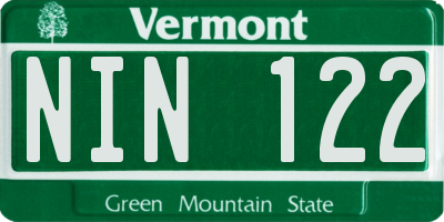 VT license plate NIN122
