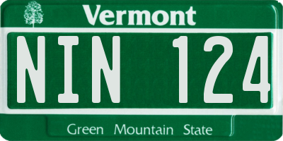 VT license plate NIN124